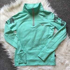 PINK Victoria's Secret Mint Green Quarter-Zip Pullover